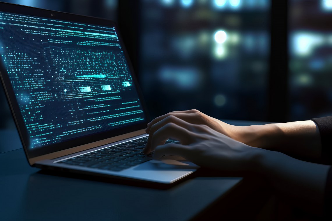 person typing on computer